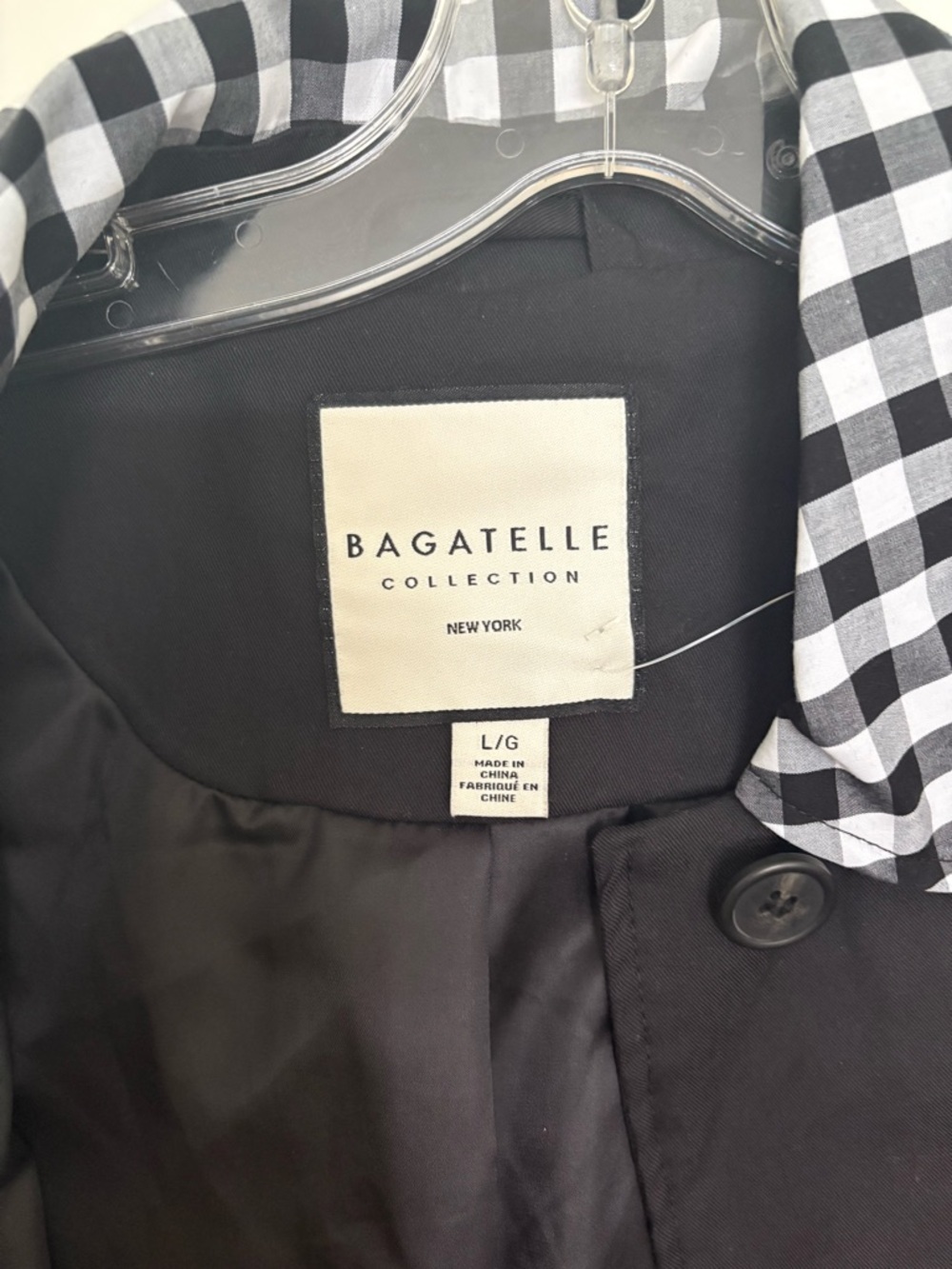 Bagatelle Collection Black Jacket with Gingham Trim – Size Large – NWT 🖤 - Picture 8 of 12